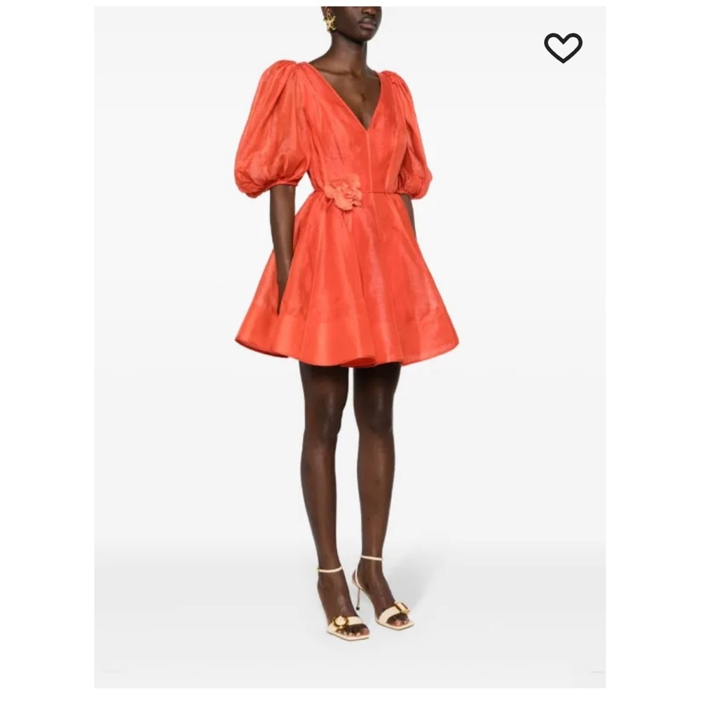 Zimmermann Orange A-line Puff Sleeve Dress